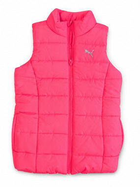 PUMA Neon Pink Puffer Vest Youth Medium 10/12 Full Zip Quilted Jacket